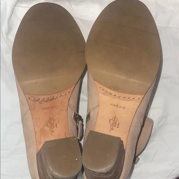 Cole Haan Beige Leather Ankle Booties with Stacked Heel - Picture 11 of 11